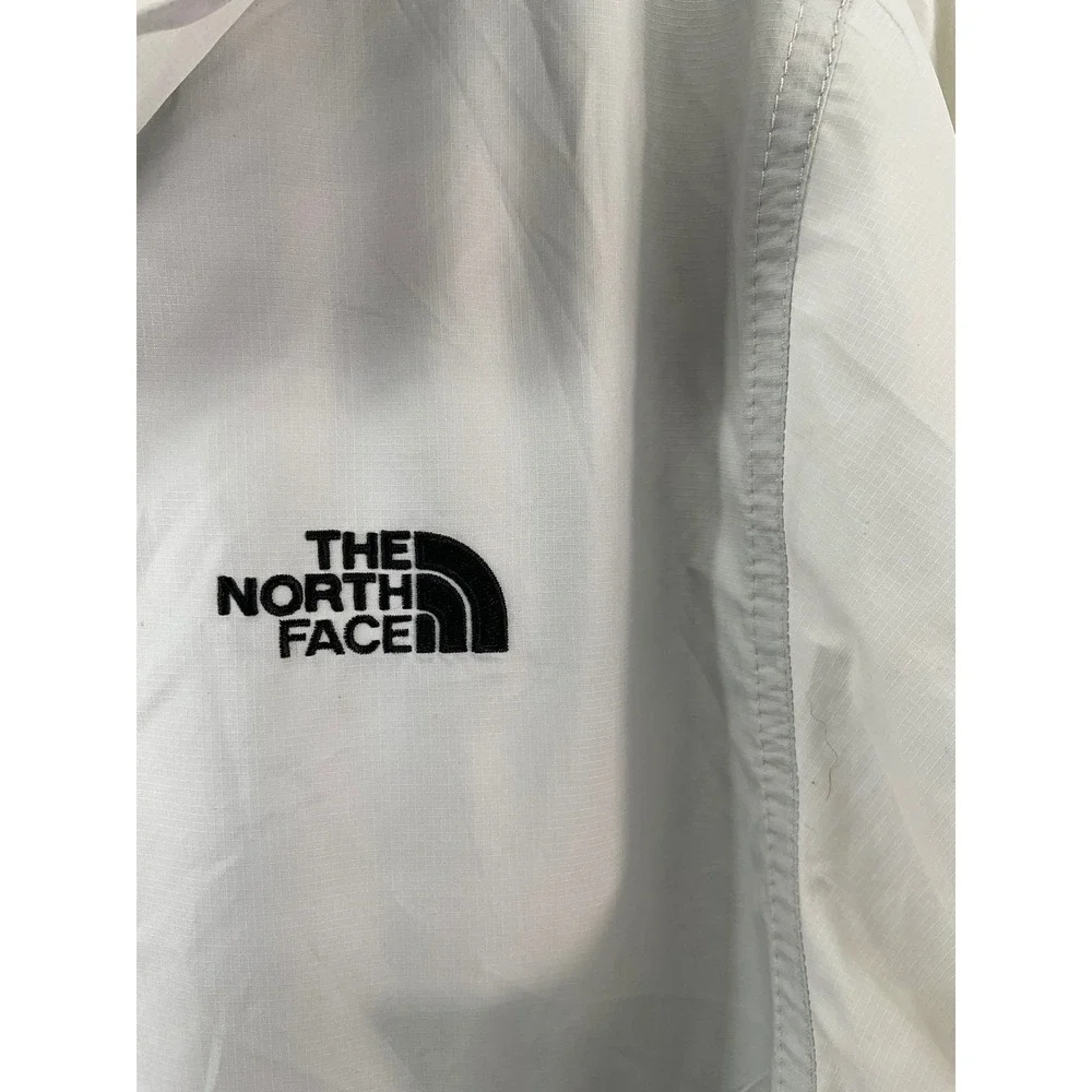 The North Face Windbreaker Jacket Mens M White Grey Good Sleeve Logo Full Zip